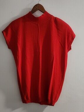 Vintage Escada Red Knit Sweater Top Mock Neck Size 38 US Medium